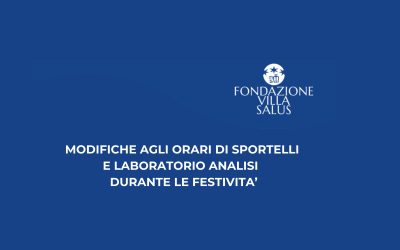 Festività Natalizie: modifiche agli orari di sportelli e laboratorio analisi